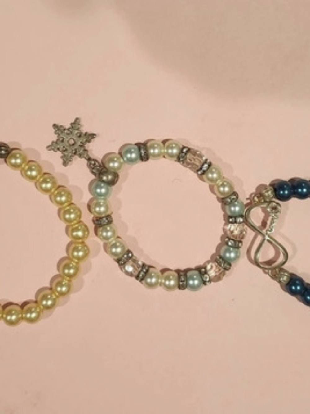 Beaded Bracelet Set in Blue & Yellow Like New